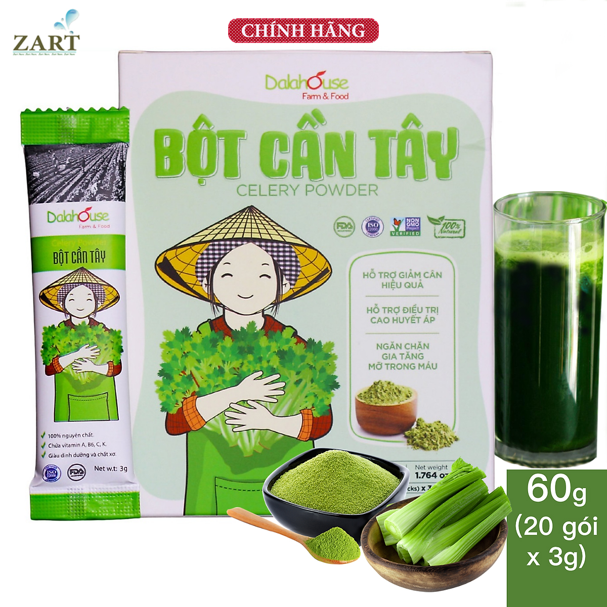 Bột Cần Tây Nguyên Chất Dalahouse _ hộp 60g (20 gói tiện dụng)