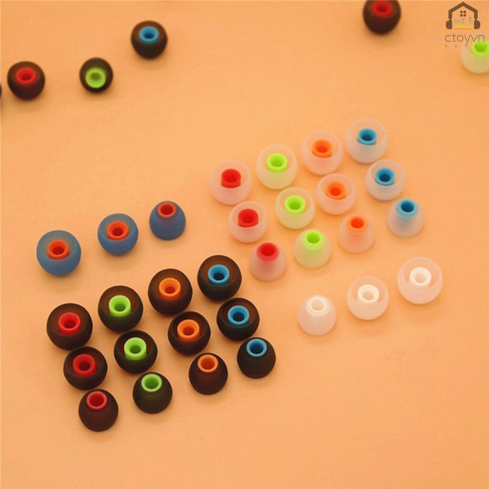 Set 6 cặp 12 nút bọc đầu tai nghe nhét tai bằng silicon mềm hai màu sắc ngẫu nhiên kích thước 3.8mm