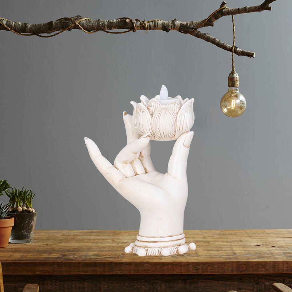 Buddha Candle Holder Statue Tealight Holder Tabletop Decoration White