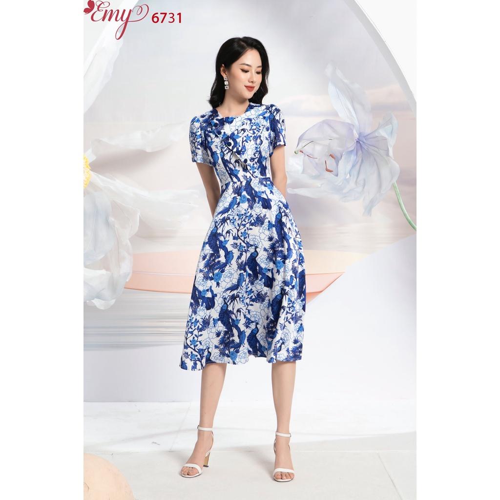 Đầm EMY EM6731 Xoè Cổ Cách Điệu