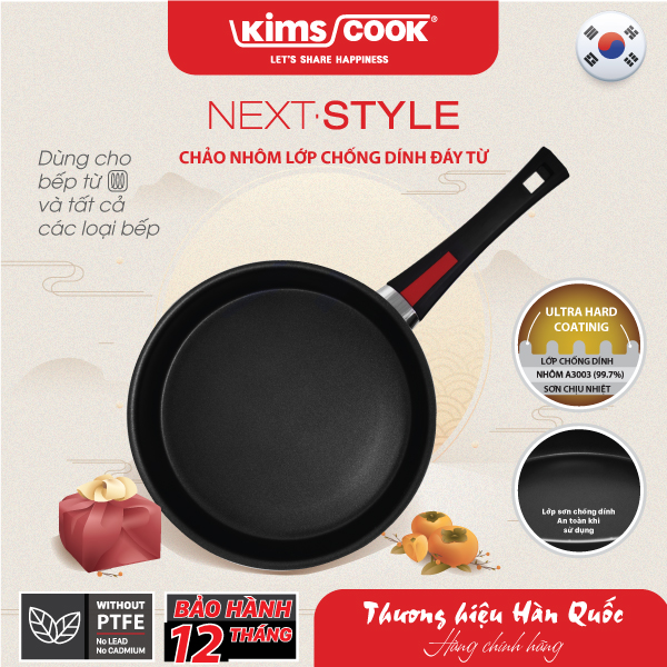 Chảo Next Style đáy từ hợp kim nhôm chống dính Kims Cook 20cm