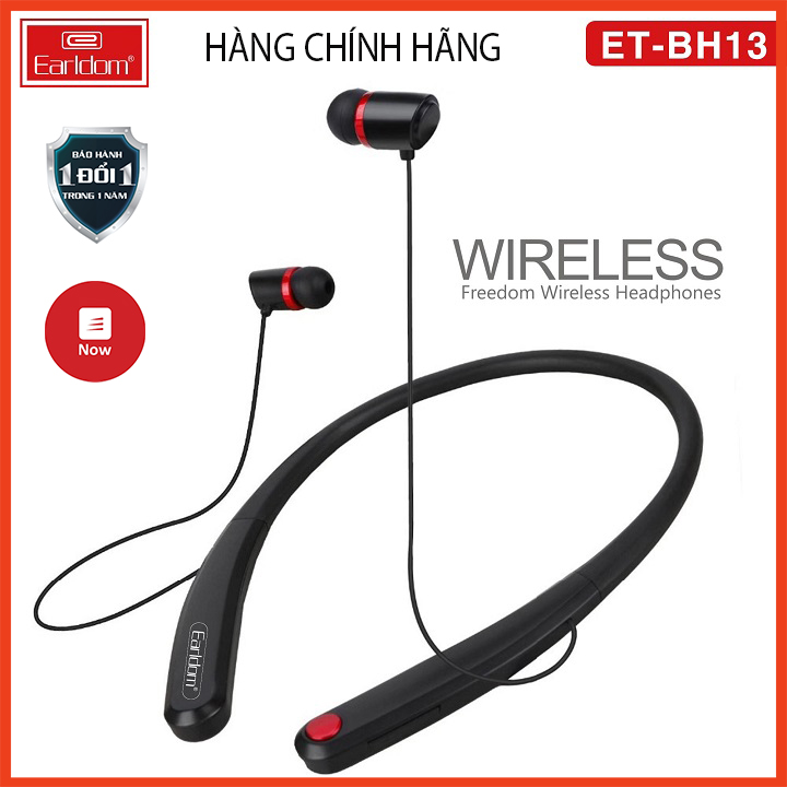 Tai Nghe Bluetooth Có Dây Nhét Tai Earldom BH-13 Công Nghệ Extra Bass Cho Chất Âm Tốt, Hàng Chính Hãng