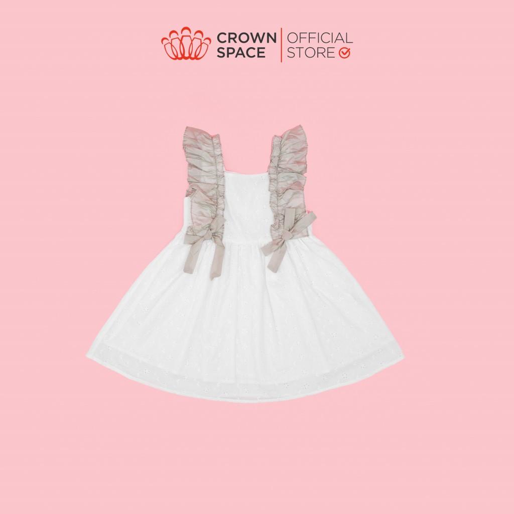 Đầm Bé Gái Màu Trắng Công Chúa CROWN KIDSCKGS2810603.W Size 2-9 Thoáng Mát