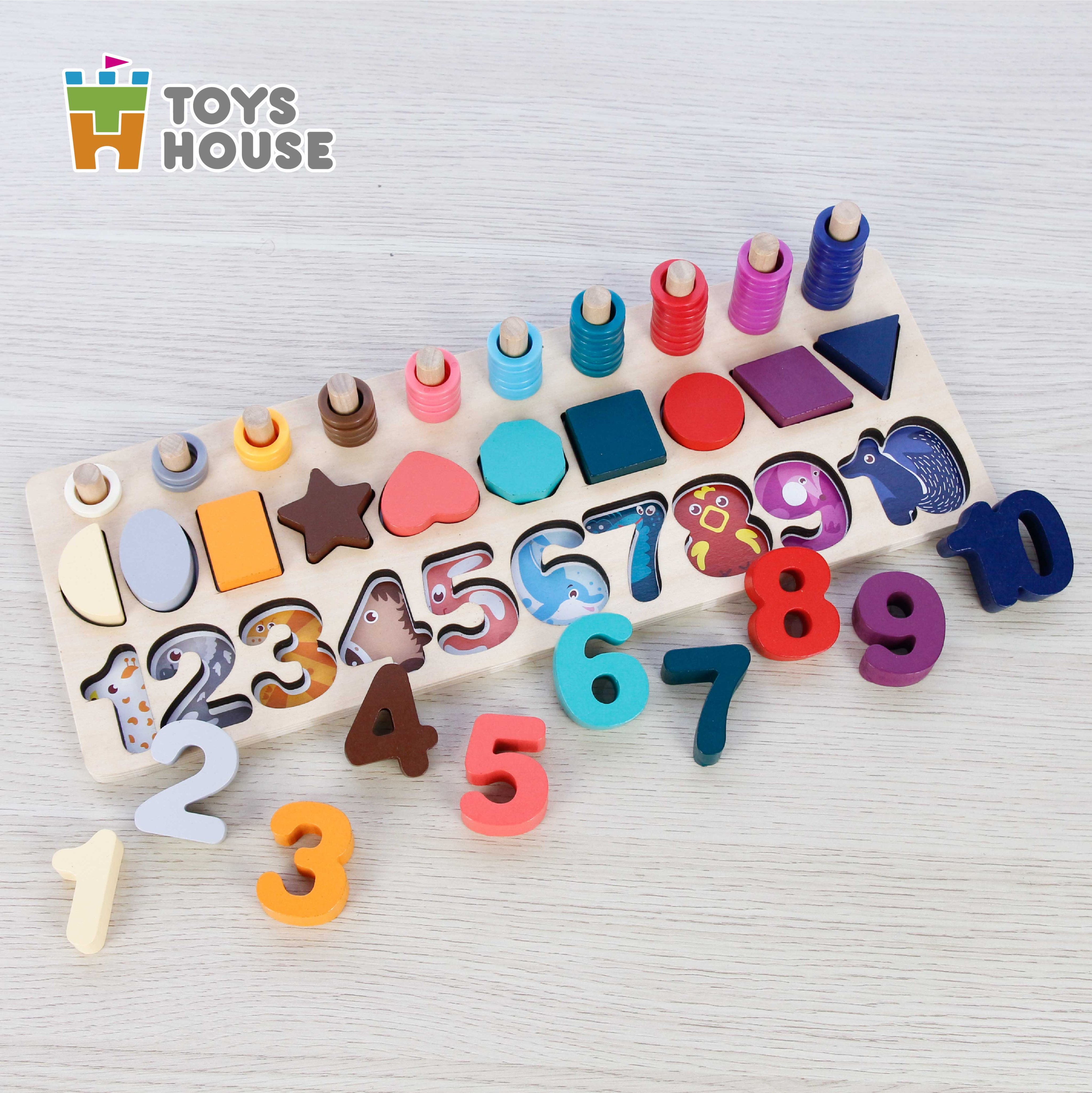 Đồ chơi ghép gỗ, học chữ số, hình khối và phép tính cho trẻ từ 3 đến 5 tuổi Toyshouse 574