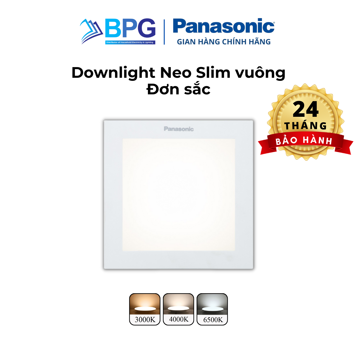 Đèn LED Âm trần Downlight Neo Slim Panasonic Vuông đơn sắc Công suất 9W siêu mỏng nguồn rời, xuất xứ Indonesia, NNP72250, NNP72255