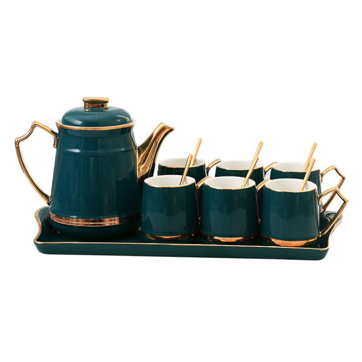 Bộ tách trà Tea Set Nordic Style Gold Trim Ceramic Tea Cup Set Including 6 Pcs