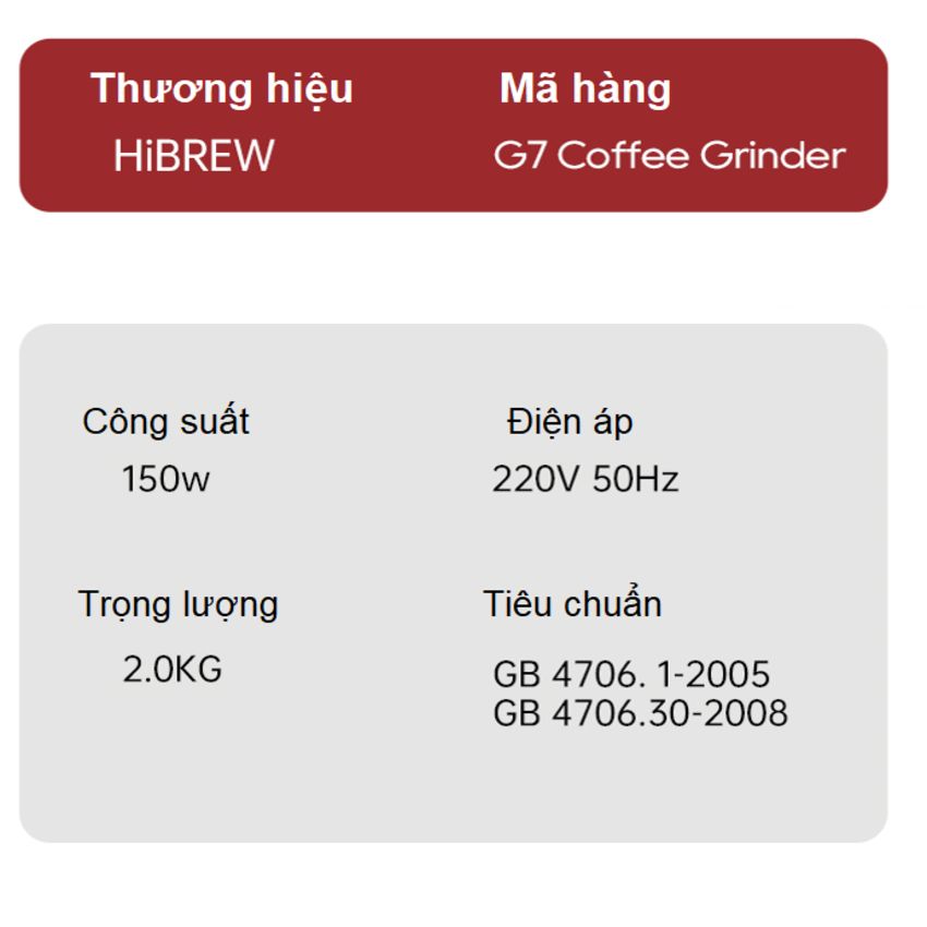 Máy xay hạt cà phê Espresso chuyên nghiệp thương hiệu HiBREW G7 tích hợp 48 chế độ xay - Hàng Chính Hãng