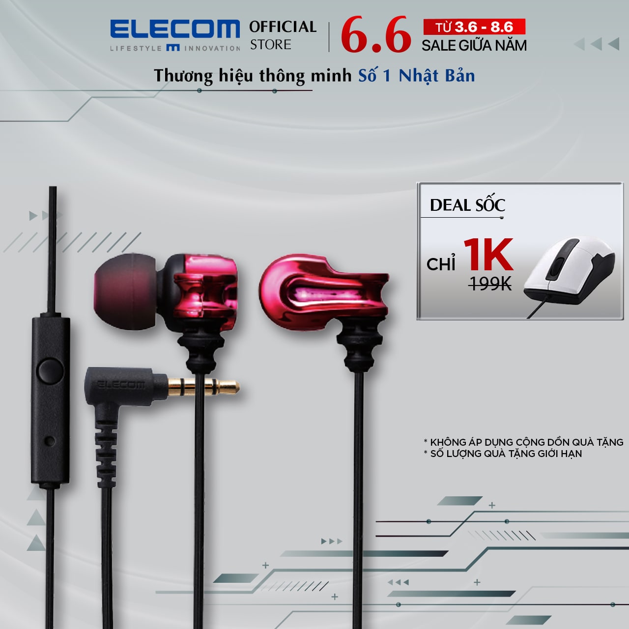 Tai nghe có mic ELECOM EHP-SL100M - Hàng Chính Hãng