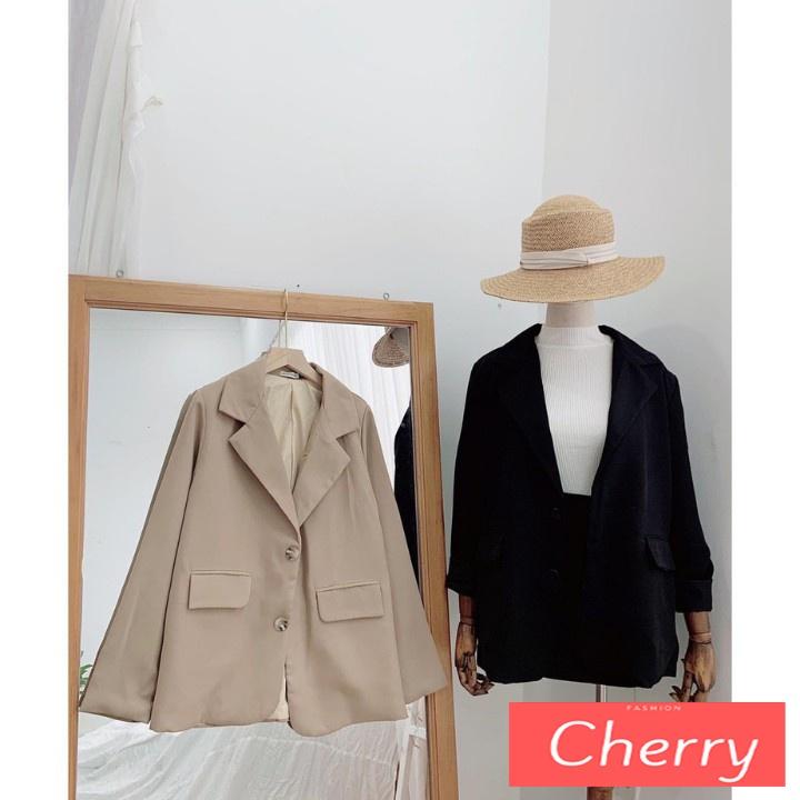 Áo blazer nữ dài tay 2 lớp phong cách Hàn quốc CHERRY Áo vest blaer sang chảnh nữ khoác ngoài T002