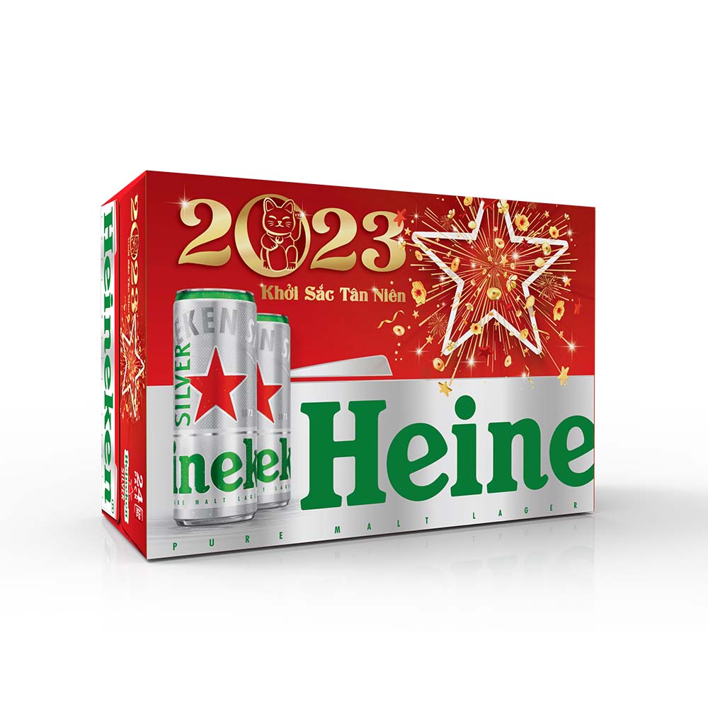 Thùng 24 lon cao Heineken Silver (330ml/lon) - Bao bì Xuân
