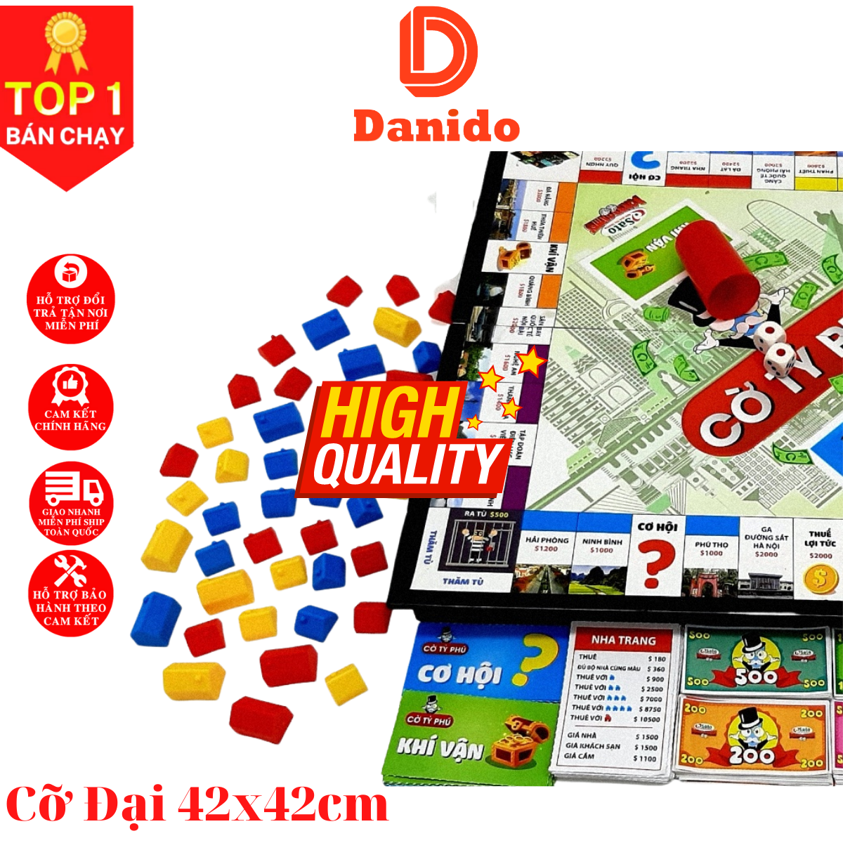 Cờ tỷ phú Monopoly cao cấp bản Việt Nam cải tiến - Boardgame cờ tỷ phú vui nhộn kích thước 31x31 và 42x42 - Hàng chính hãng D Danido 