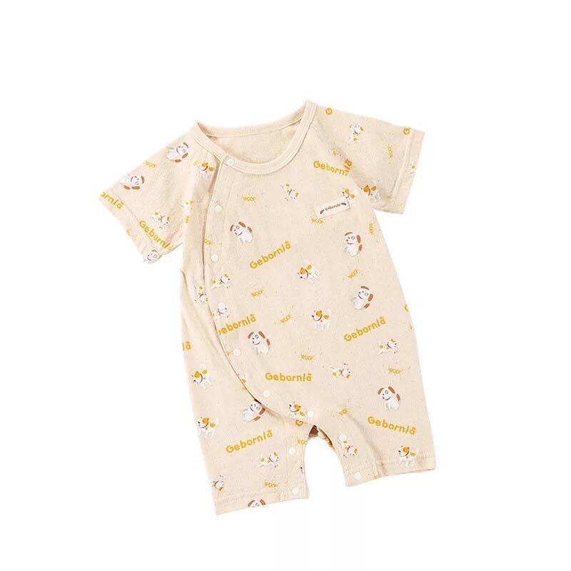 Body cotton hữu cơ GEBORNA in họa tiết cún cho bé 0-24m