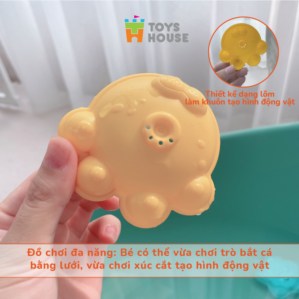 Đồ chơi nhà tắm - Vợt bắt cá, set 5 sinh vật biển ToysHouse HE0229