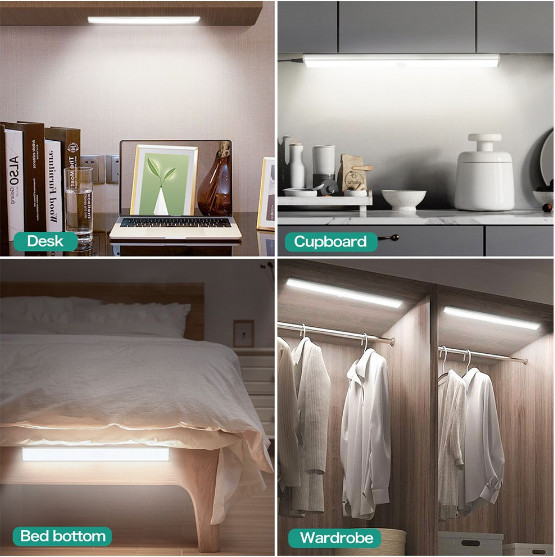 Đèn Led cảm ứng gắn giường, cầu thang, toilet, tủ đồ, tự động bật/tắt ánh sáng ban đêm, sạc bằng USB