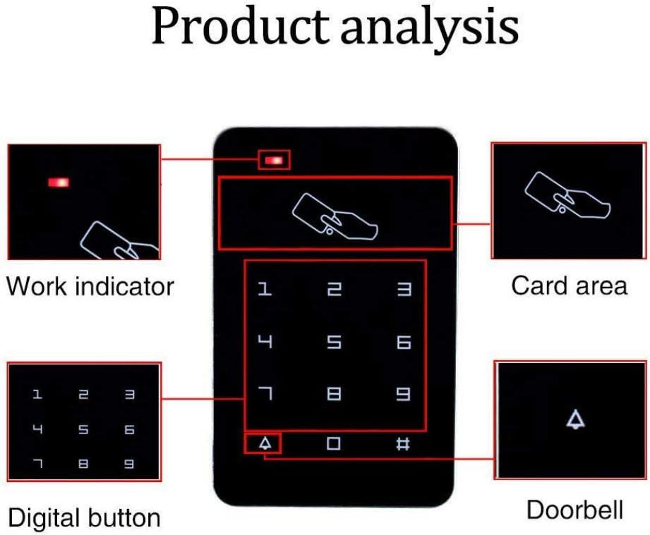Đầu đọc bàn phím điều khiển truy cập RFID 125HZ với một cửa và bảng điều khiển cảm ứng độc lập cho ngoài trời và trong nhà với hệ thống kiểm soát truy cập 1000 người dùng