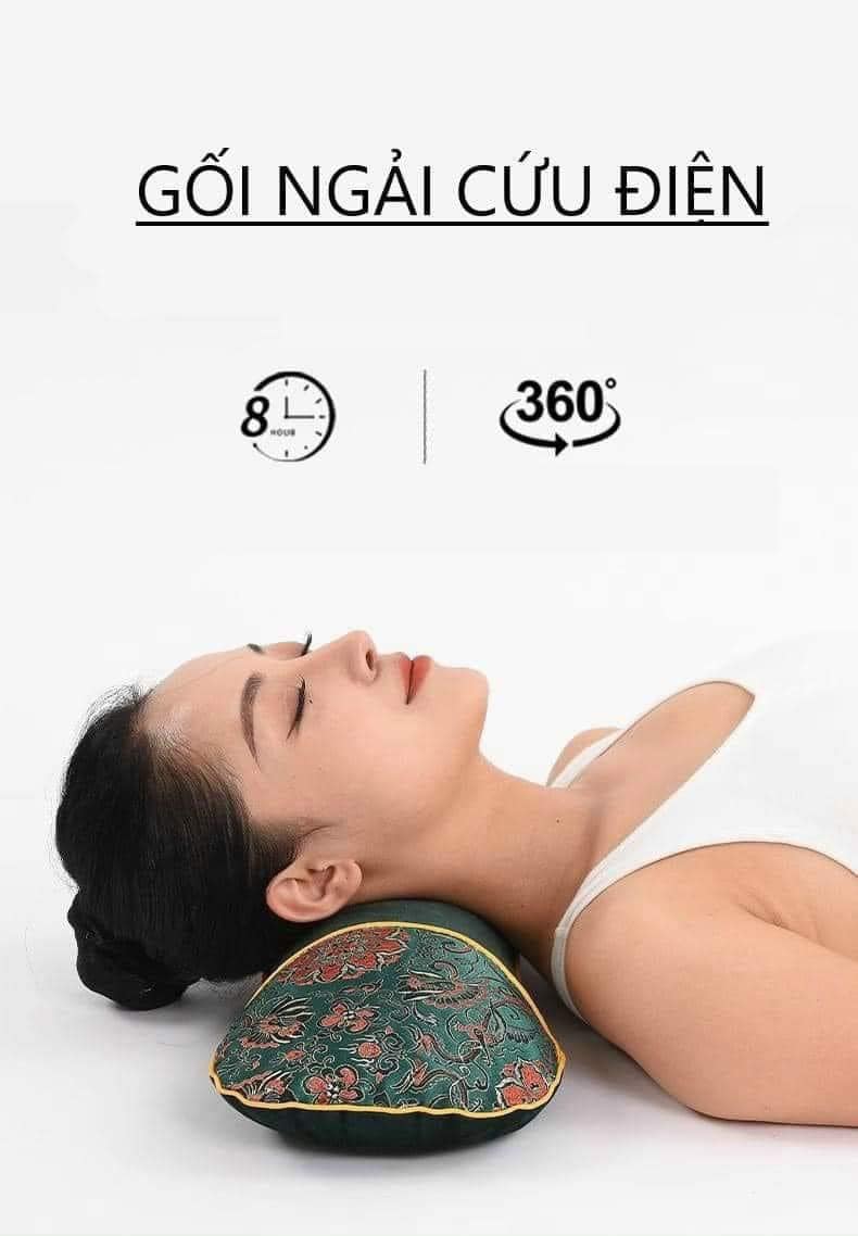 Gối ChườmẤm Cổ Gáy Ngải Cứu, Gối Ngải Cứu Cắm Điện Làm Nóng Cổ Giúp Giảm Đau Vai Gáy, Gối Kê Cổ Thảo Dược