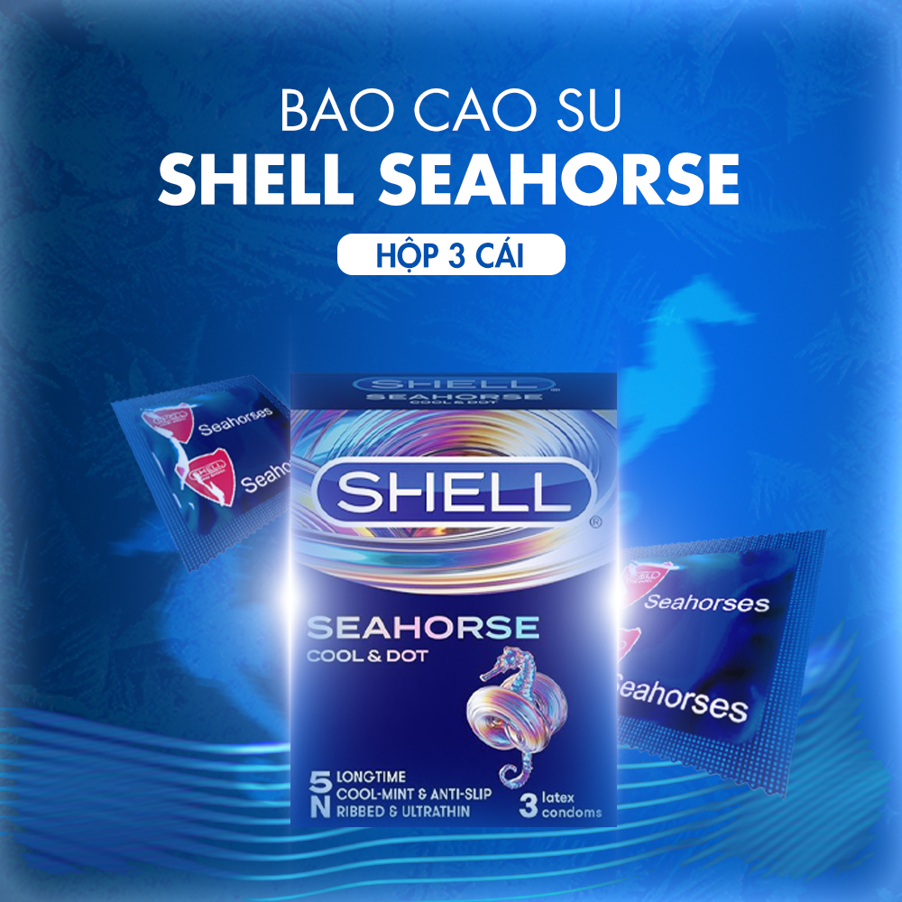 [Hộp 3 cái] Bao cao su Shell Seahorse - Kéo dài thời gian