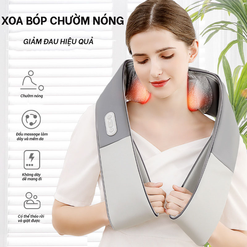 Đai Massage Thư Giãn Đa Năng Cổ Vai Gáy, Có Chức Năng Chườm Nóng, Xoa Bóp Giúp Tăng Cường Lưu Thông Máu, Giảm Đau Nhức