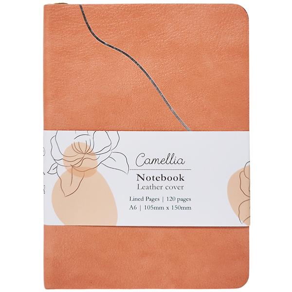 Sổ Da Bìa Cứng Camellia A6 - Kẻ Ngang - 120 Trang 100gsm - The Sun - Peach Fuzz