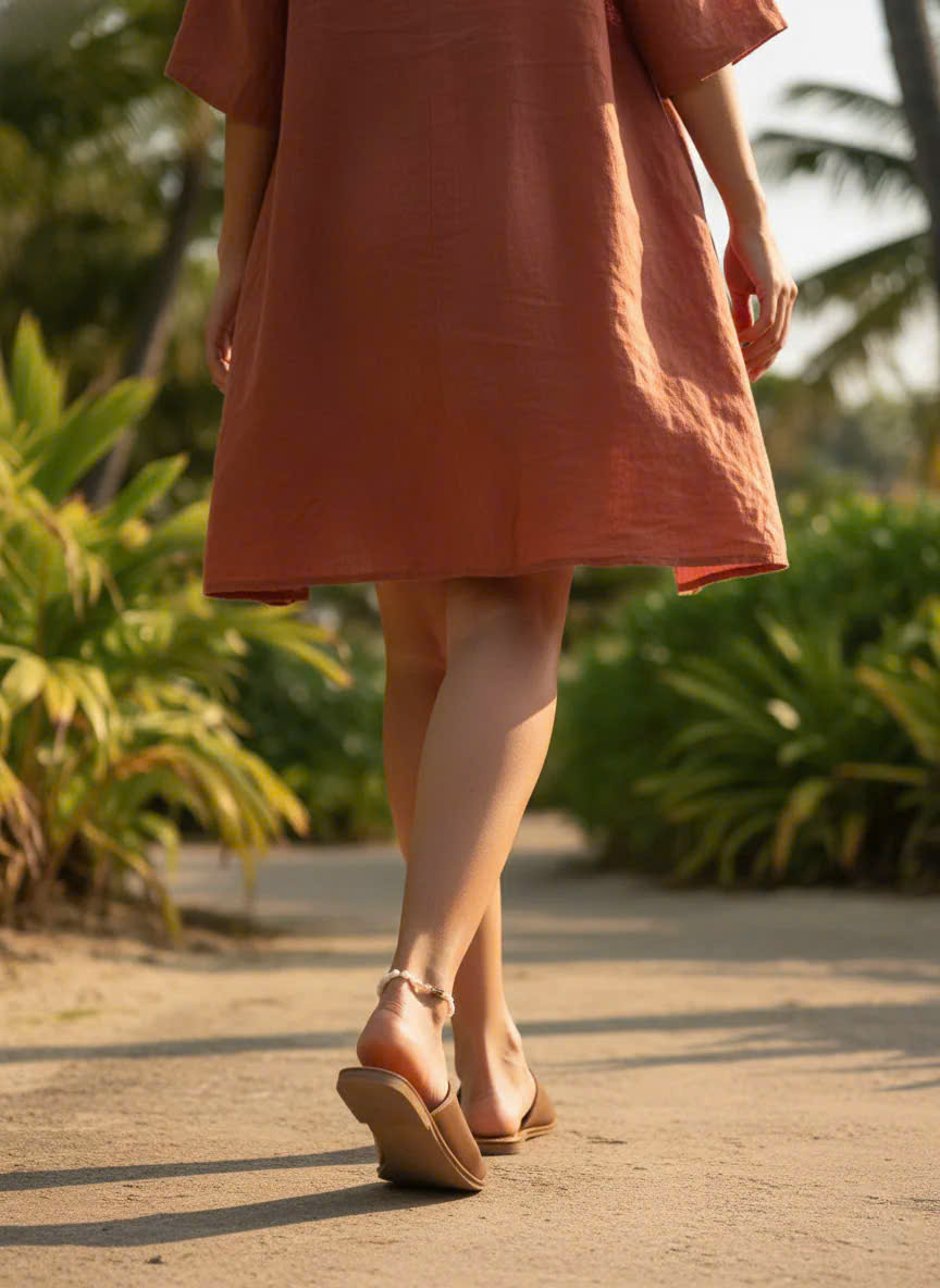 Dép Lê Quai Ngang Da Bò thời trang thiết kế Hity FTW001