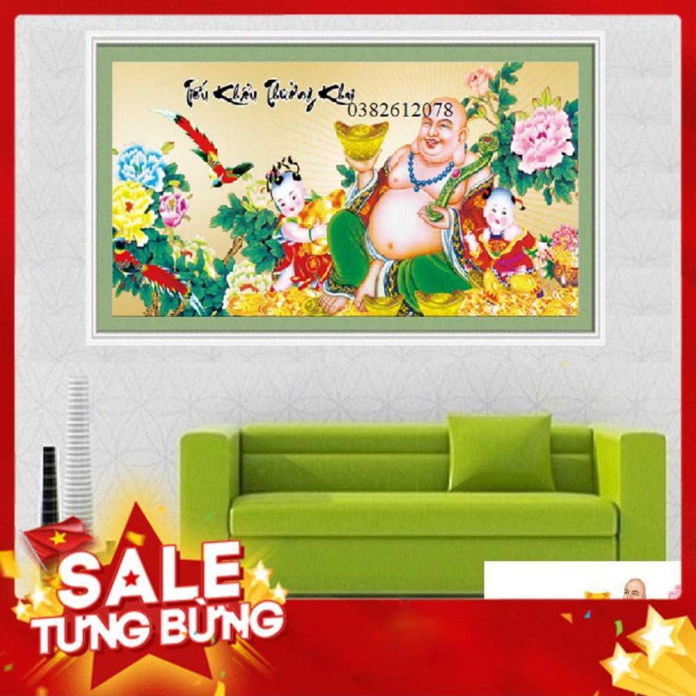 TRANH THÊU CHỮ THẬP PHẬT DI LẶC TIỂU KHẨU TRƯỜNG KHAI TRANH CHƯA THÊU LV3273