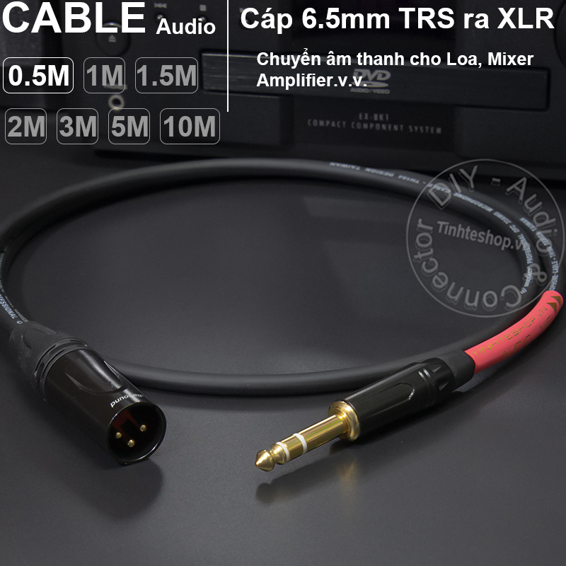 Dây canon sang 6 ly TRS DIY 0.5 đến 10 mét - XLR male to 6.5mm stereo audio cable