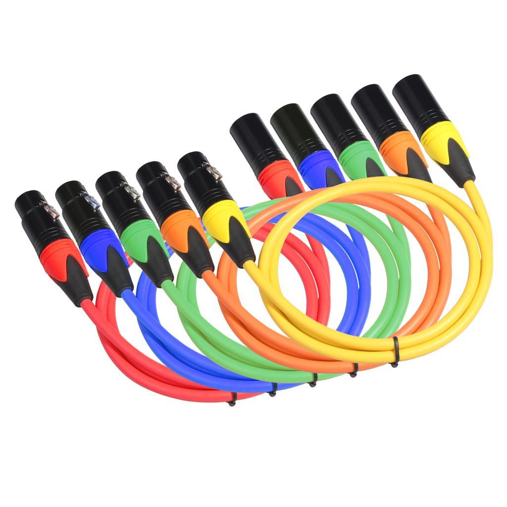 XLR-M to XLR-F 3 Contacts Balanced Mic Audio Cable 5 Colors 3 ft