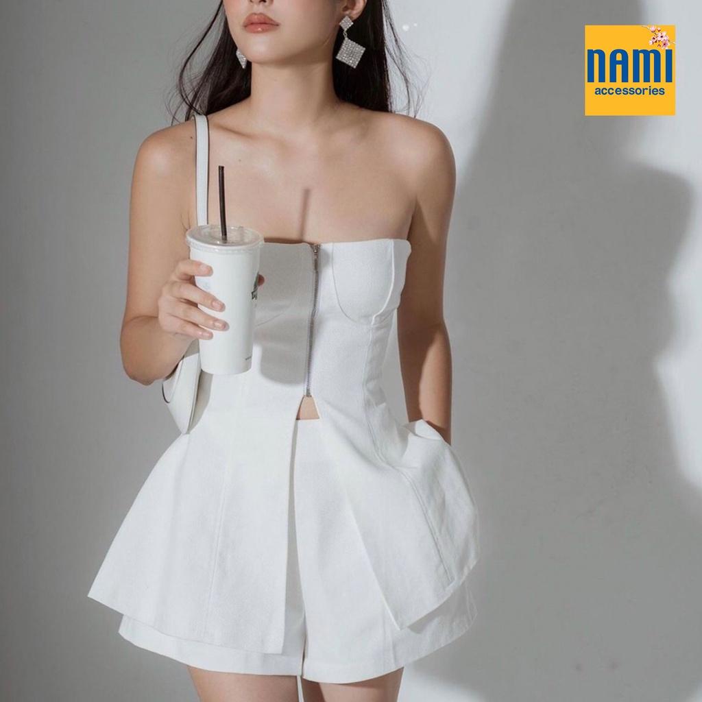 ( HÀNG CHUẨN ĐẸP ) Set áo ống khoá kéo kèm quần short style cá tính sexy cuốn hút Nanami - ATNU050