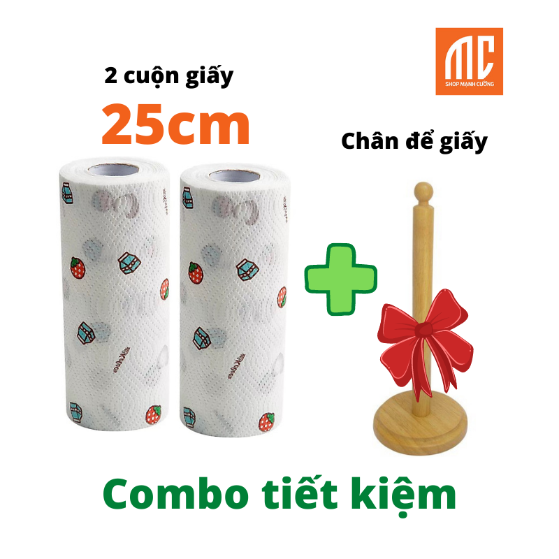 25cm 2c và chân giấy gỗ | Cuộn giấy lau nhà bếp đa năng vải không dệt có thể tái sử dụng nhiều lần họa tiết ngẫu nhiên