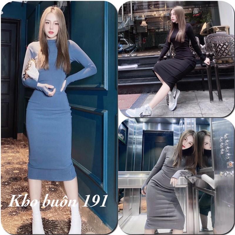 Đầm Body Cổ Cao TD Xỏ Ngón Xẻ Sau Sang Chảnh - Siêu Phẩm 1m1
