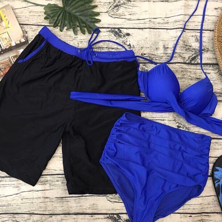 BIKINI, COMBO ĐỒ BƠI CẶP NAM NỮ LIỀN THÂN NÂNG NGỰC BELLA MS90