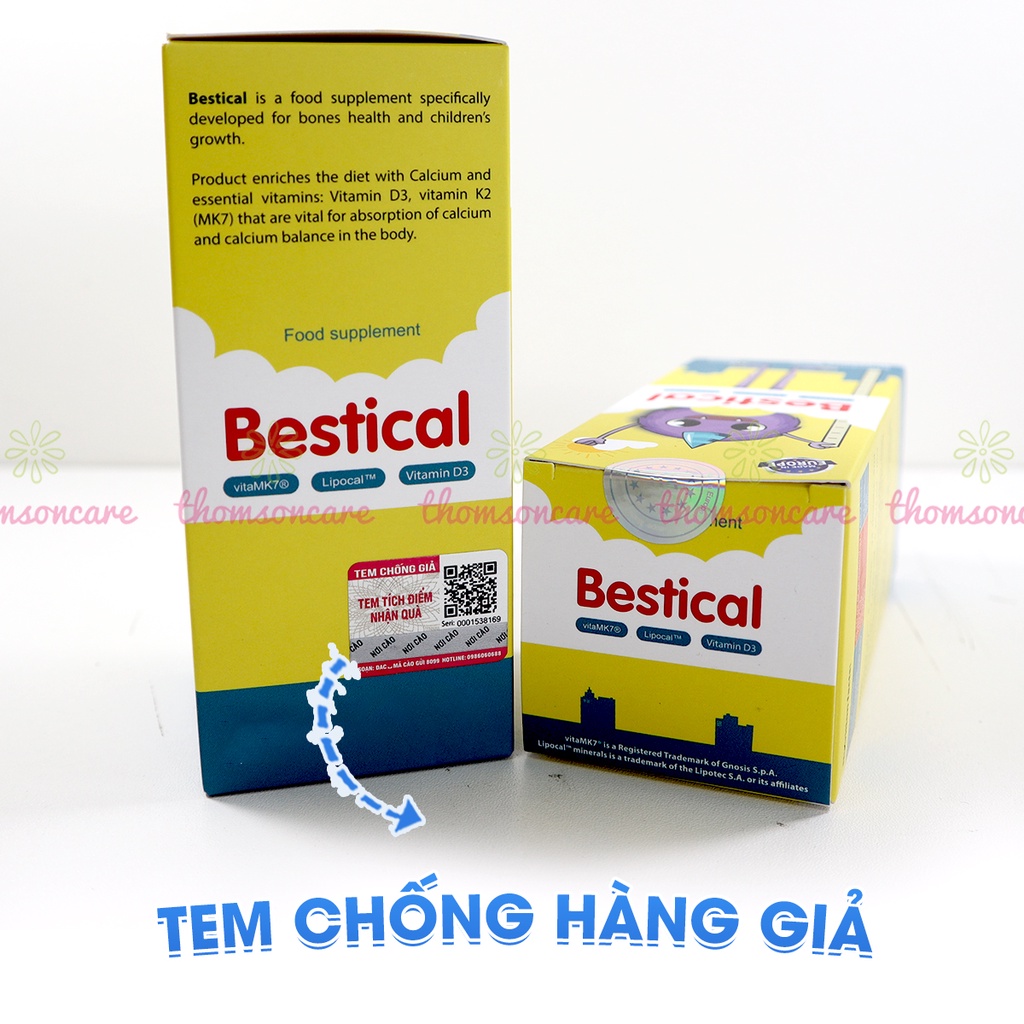 Bổ sung Canxi Bestical, có thêm D3 K2 cho bé, giúp giảm còi xương, tăng chiều cao cho trẻ - Chai 120ml