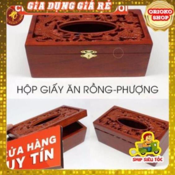 ̂  Hộp đựng giấy ăn RỒNG PHƯỢNG GỖ HƯƠNG cao cấp ️ ̀ ̛̣ ̉️