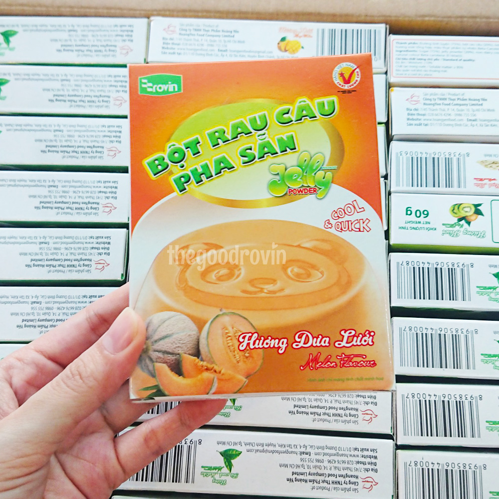 Bột Rau Câu Pha Sẵn Hương Dưa Lưới Rovin (Hộp 60g)