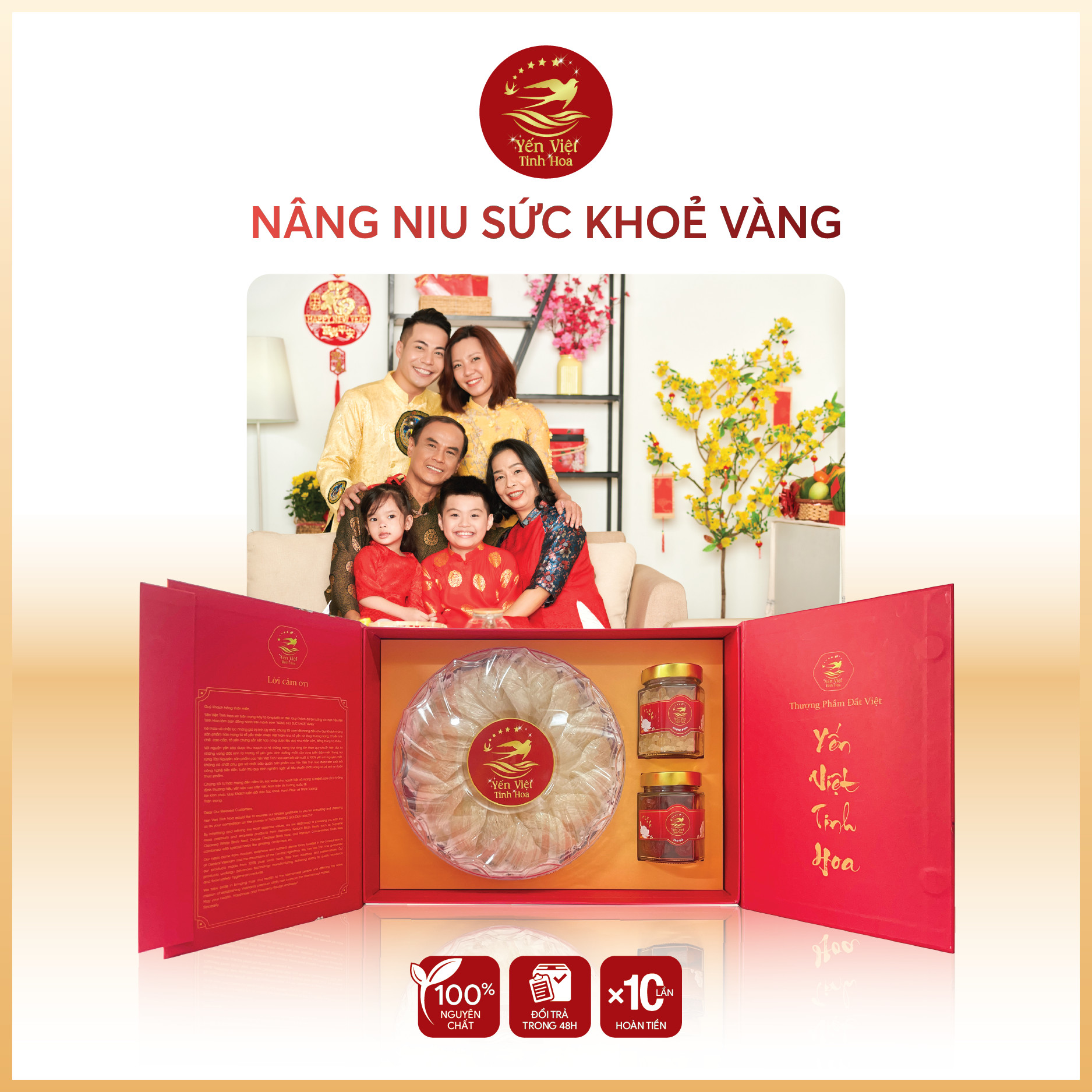 Tổ yến Tinh chế thượng hạng 100 gram Yến Việt Tinh Hoa - Hàng chính hãng