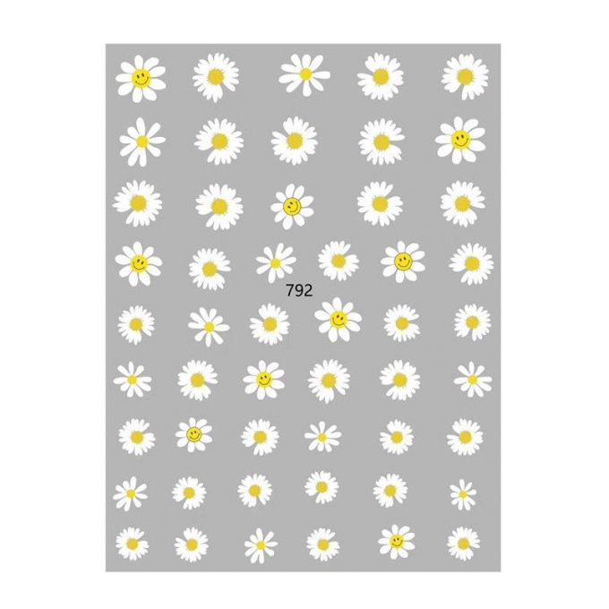 Sticker dán móng hoa cúc trắng 0966