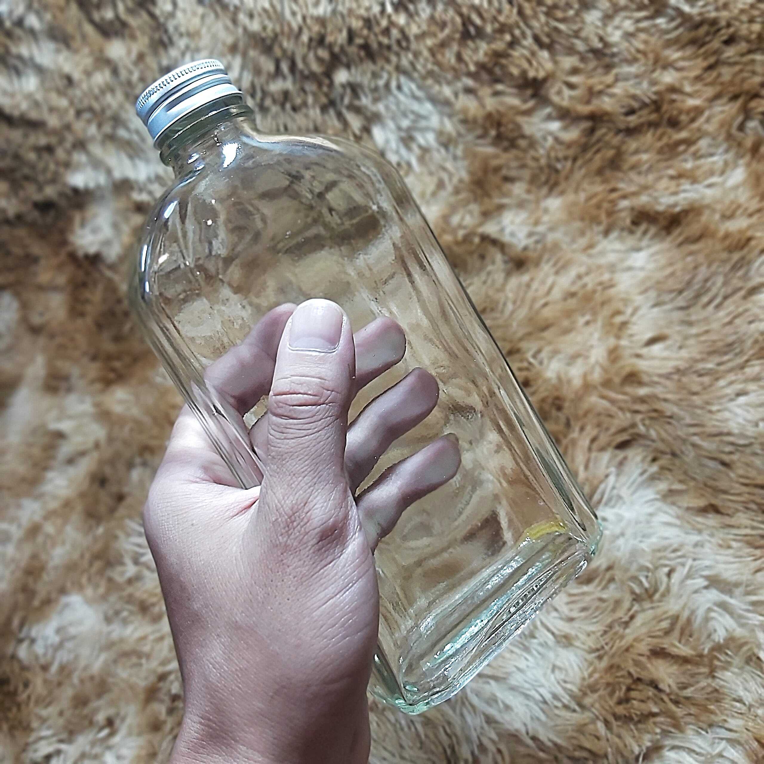 Chai Thủy Tinh Dẹp 500ML vuông vát vai kiểu dẹt – nắp nhôm - Vỏ Chai Thủy Tinh Dẹt 500ML - Bình Thủy Tinh Dẹp trong suốt