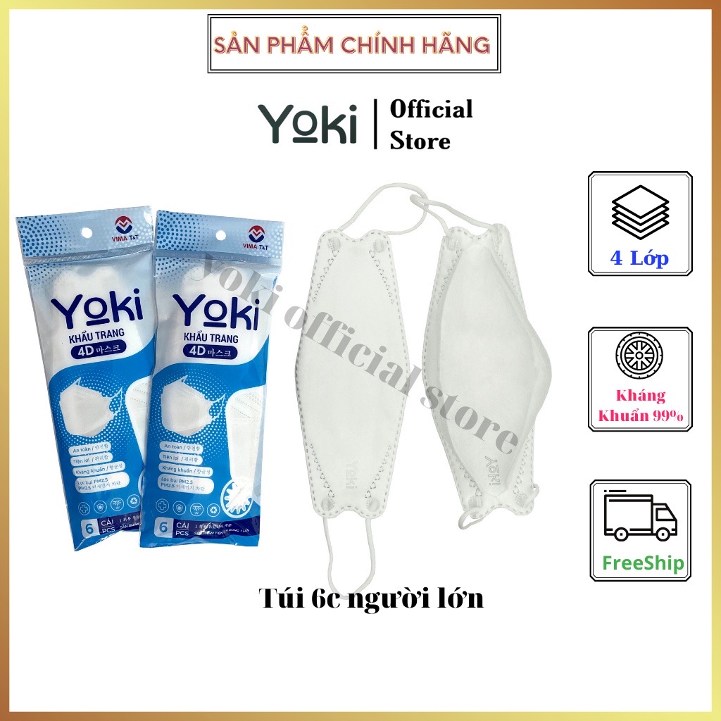 Set 6 Khẩu Trang 4D - Taky, Cao Cấp 4 Lớp, Kháng Khuẩn, Chống Bụi, Ôm Sát Mặt, Không Lem Son Của Chị Em 7799Set6