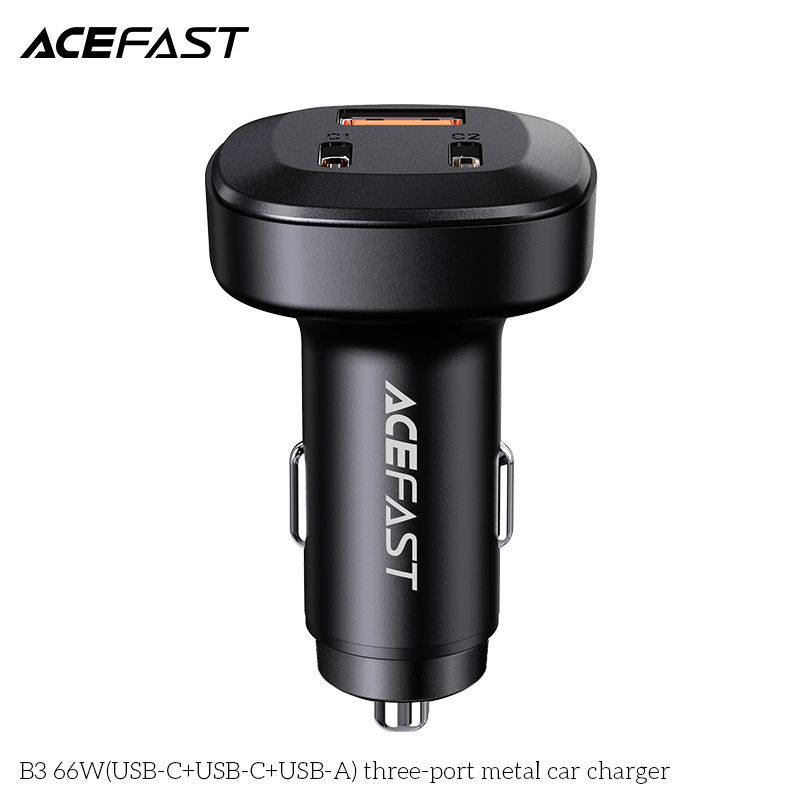 Sạc ô tô Acefast 66W 3 cổng 2xUSB-C + 1xUSB-A - B3 Hàng chính hãng Acefast