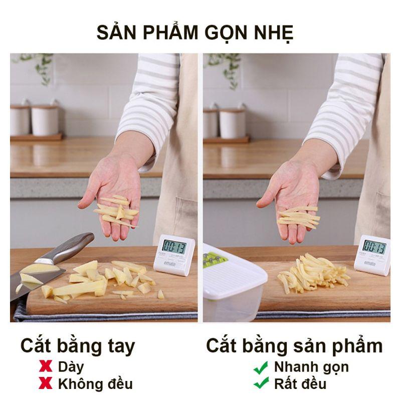 Dụng Cụ Nạo Rau Củ Quả Đa Năng Có Khay Đựng và 8 Lưỡi Nạo Thay Thế - Dao Bào Sợi Rau Củ Siêu Nhanh