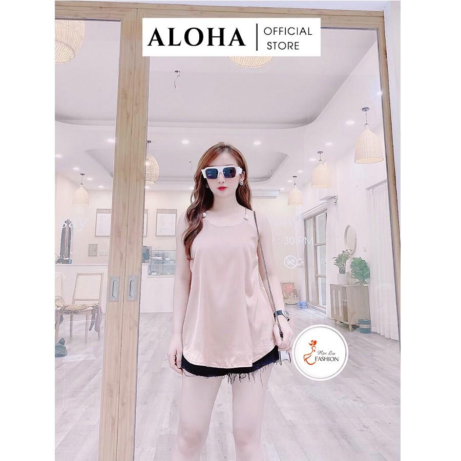 Áo Lụa 2 Dây Đính Cúc Ngọc –Lụa Tơ Tằm Cao Cấp AD010