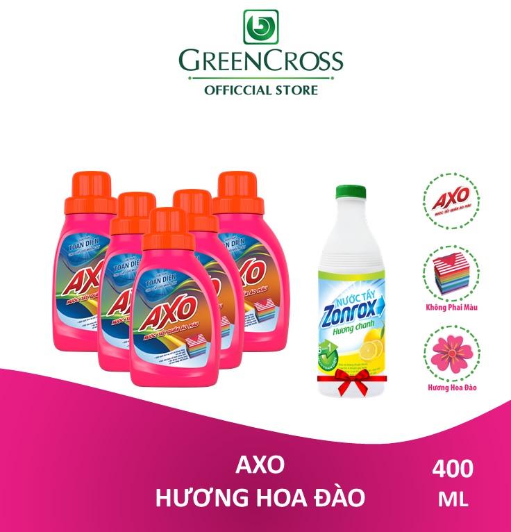 COMBO 5 CHAI TẨY MÀU AXO 400ML - Tặng thêm 1 chai tẩy trắng Zonrox 500ml hương chanh