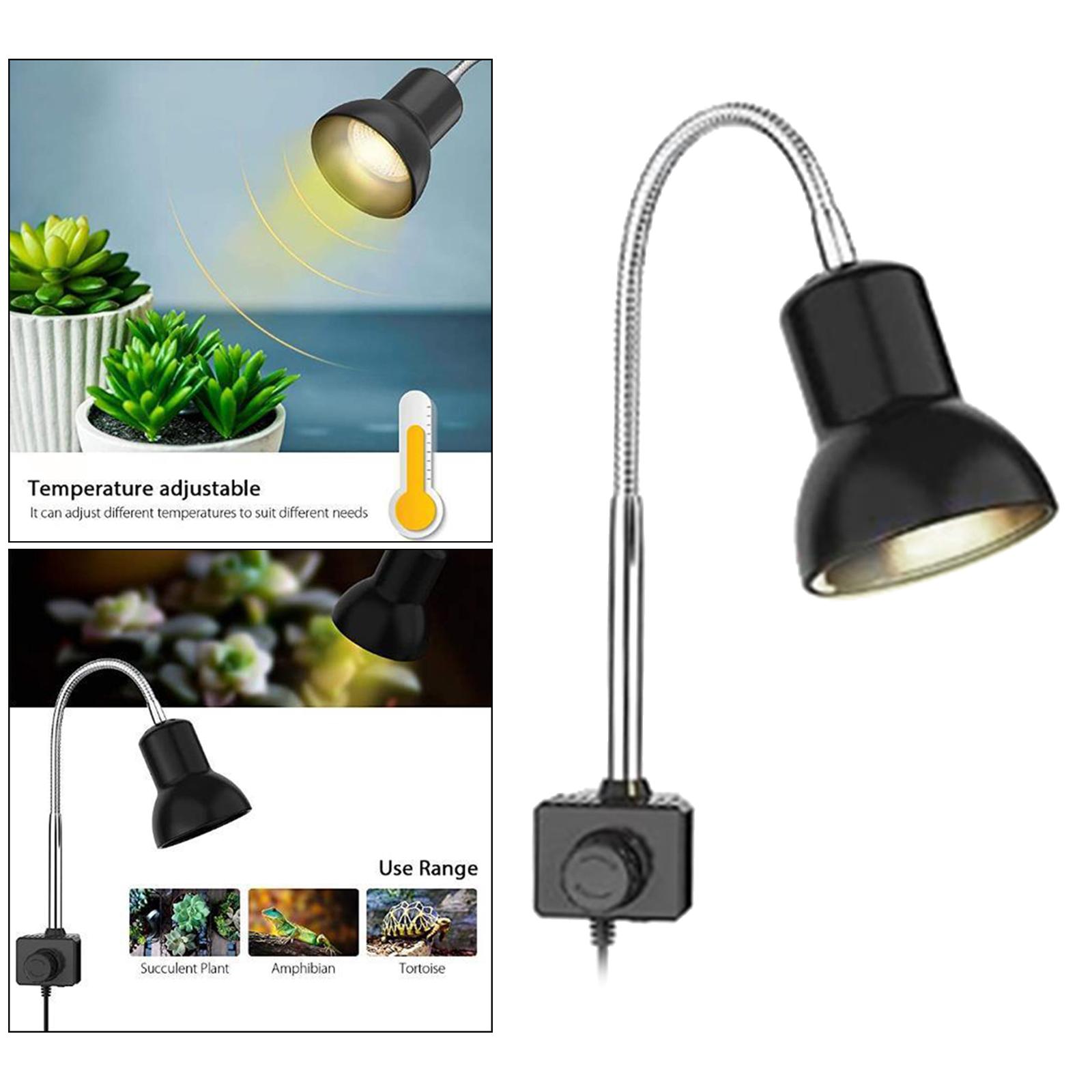 Reptile Lamp Fixture Holder Clamp with 25W UVA + UVB Sun Lamp Sunbathe Heat Bulb, Adjustable Stand & Socket, for Pet Habitat Heat Light Bulbs