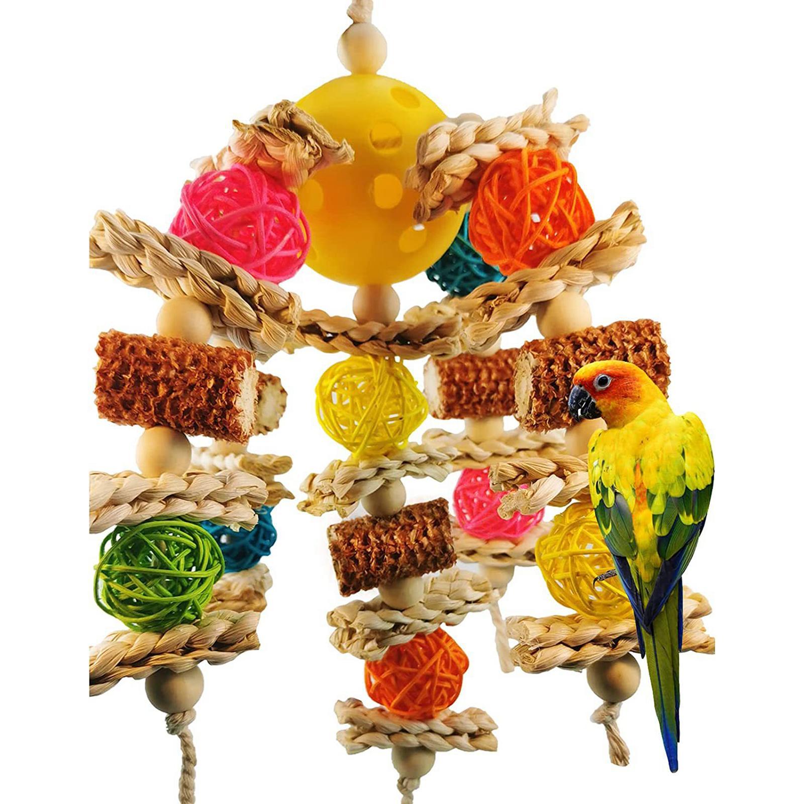 Bird Swing Chewing Bite Encourages Foot Exercise Parrots Cage Hanging Toys