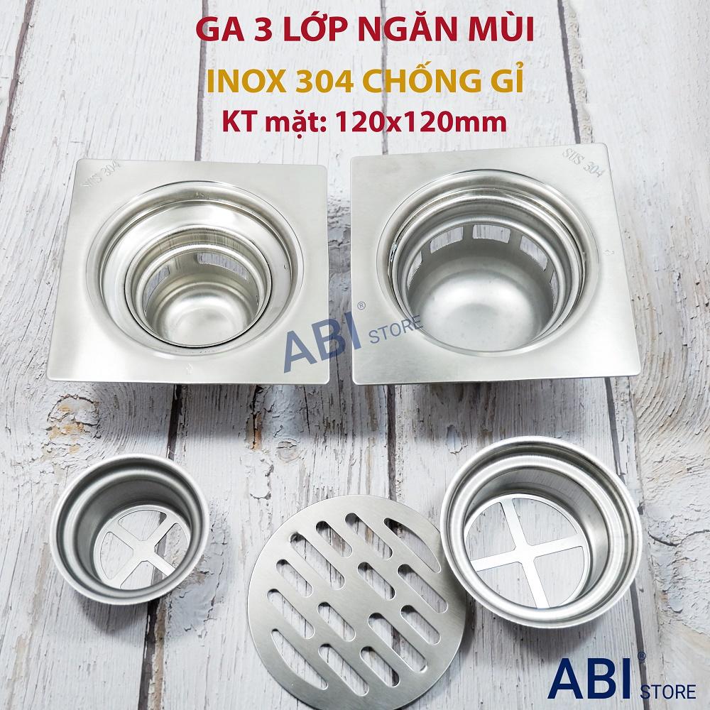 Ga thoát sàn inox 304 chống gỉ 3 lớp, phễu thu nước chống mùi nhà tắm cao cấp d76,d90,d110 (ga thúc sâu)