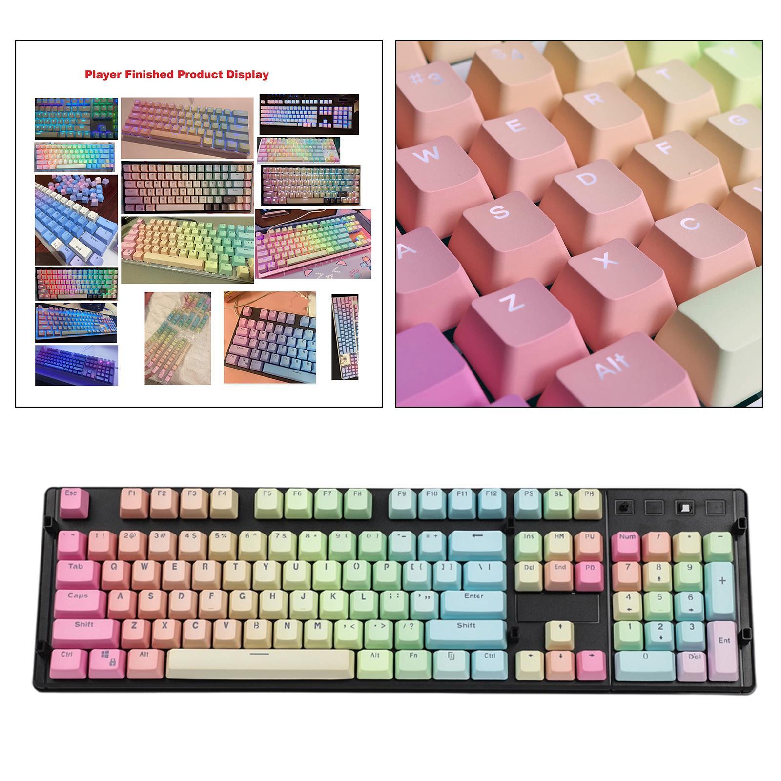 104 Keys Mechanical Keyboard Keycaps Set Home Supplies Rainbow Gradient