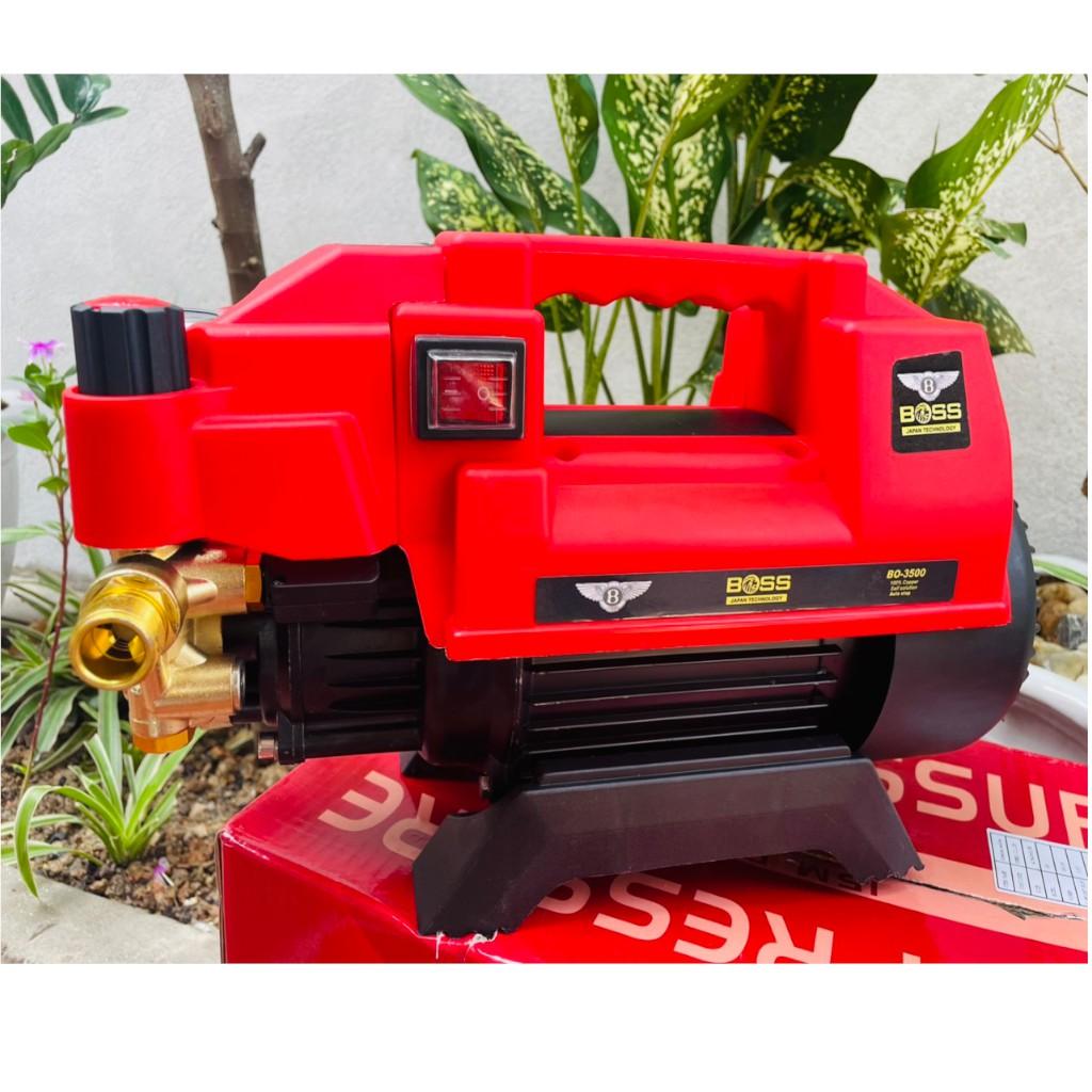 Máy xịt rửa xe mini áp lực cao chỉnh áp Boss 3500W , Máy rửa xe gia đình – Tặng bình tạo bọt