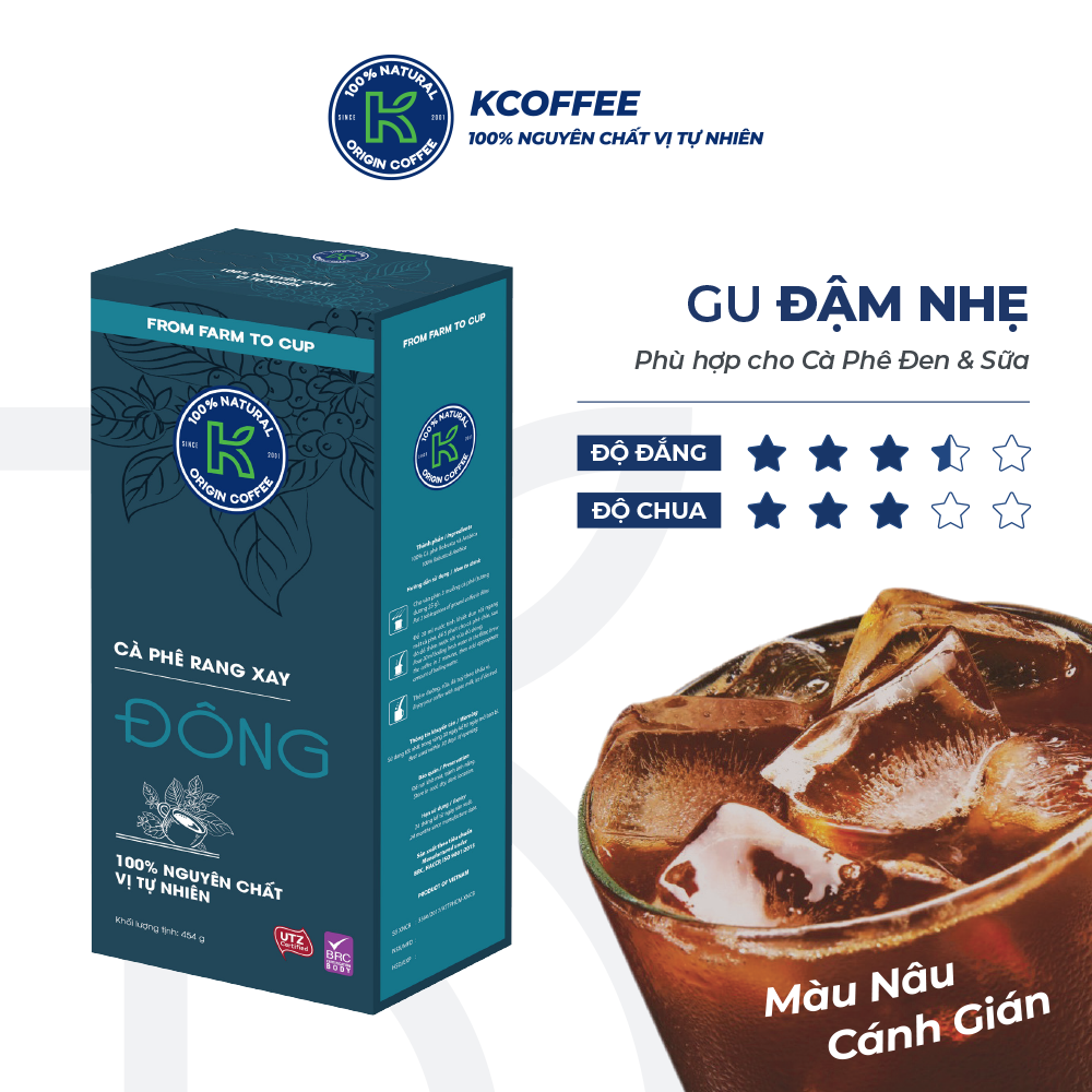 Bộ sưu tập 4 hộp cà phê rang xay 100% Robusta Arabica nguyên chất Xuân Hạ Thu Đông thương hiệu K Coffee (454g/hộp)