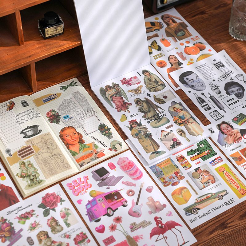 Cuốn 20 tờ stickers khổ lớn dùng để trang trí kiểu cổ điển - kpop - journal