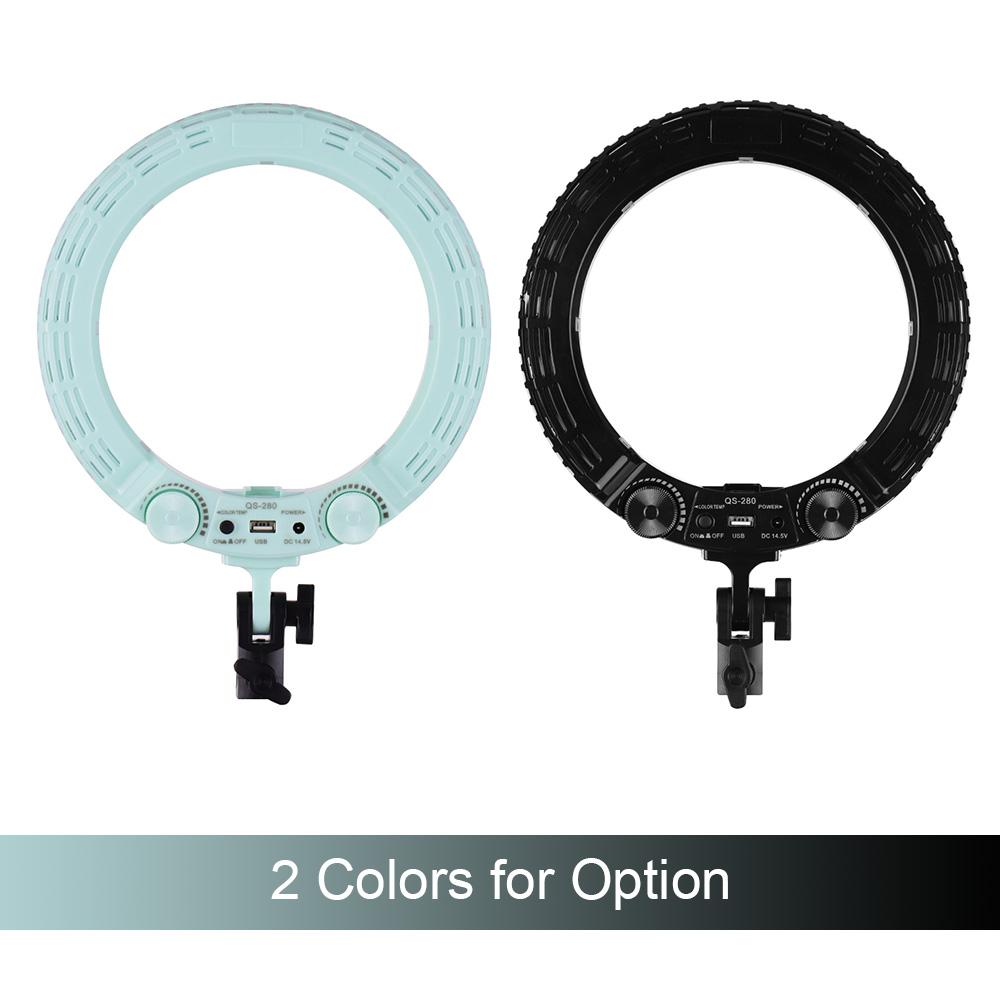 Đèn video 10 inch LED Ring Light Studio  28W Có thể thay đổi độ sáng 3200-5500K Nhiệt độ màu với giá đỡ điện thoại di động Gương trang điểm - Màu xanh lá cây